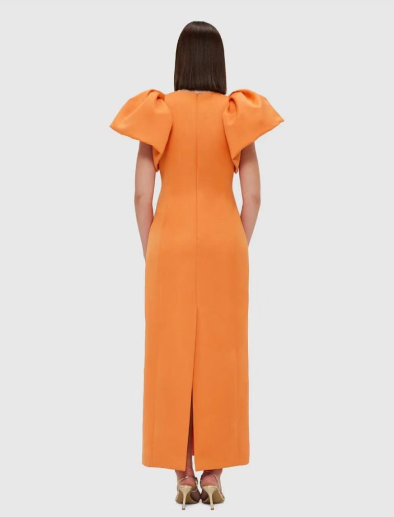 Retro stereoscopic dress beading round neck long dress