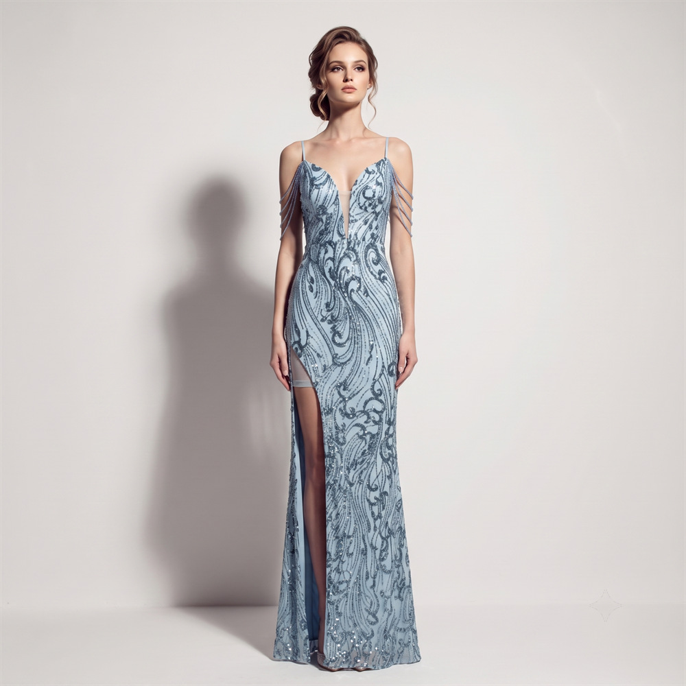 Banquet sling long dress catwalk evening dress