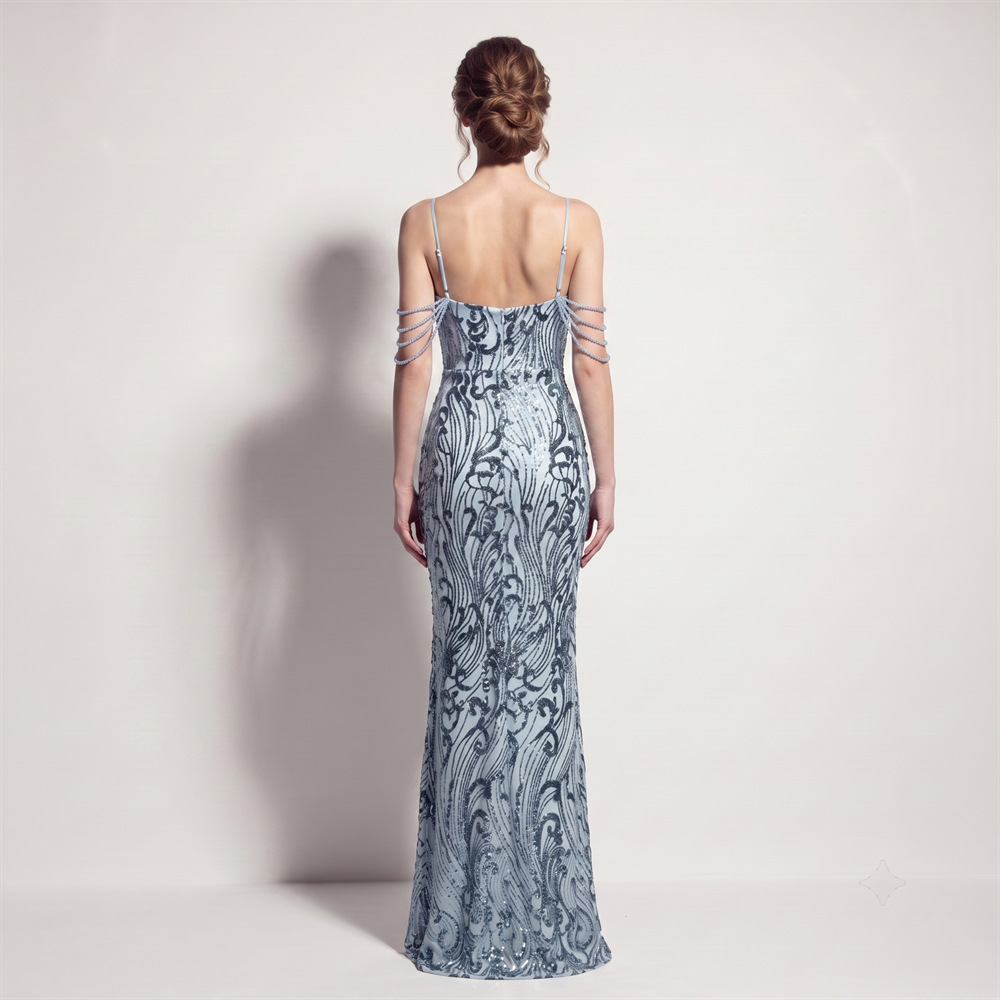 Banquet sling long dress catwalk evening dress