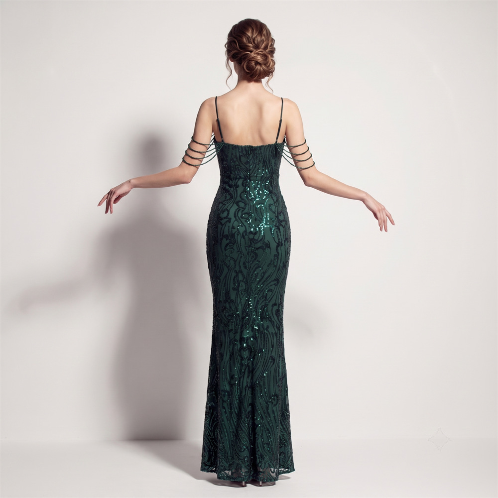 Banquet sling long dress catwalk evening dress