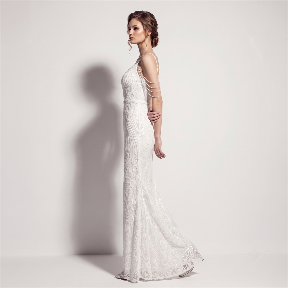 Banquet sling long dress catwalk evening dress