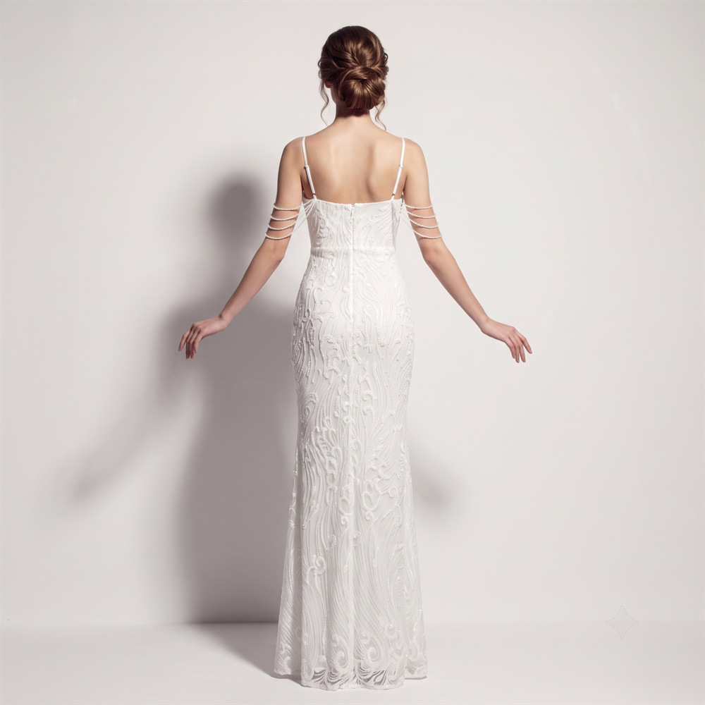 Banquet sling long dress catwalk evening dress