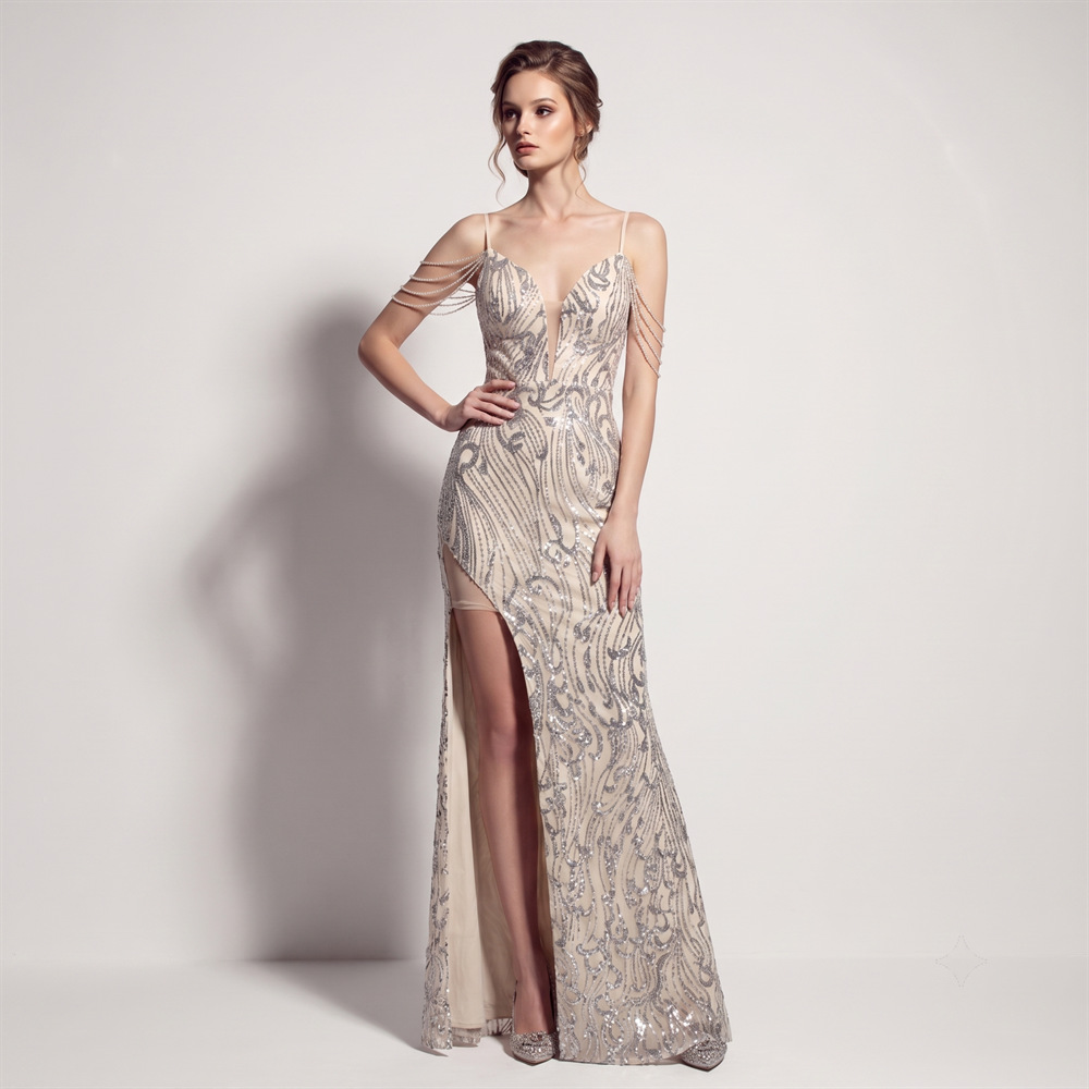 Banquet sling long dress catwalk evening dress