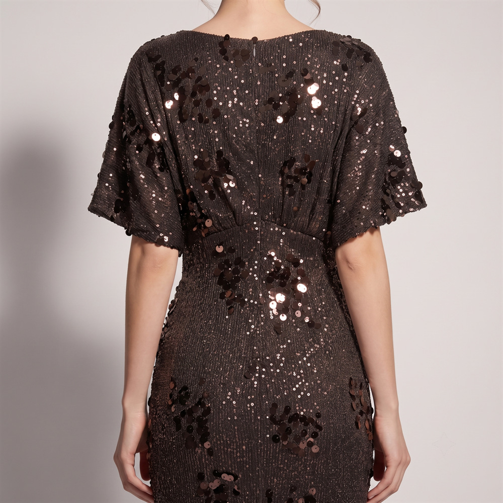 Split banquet evening dress catwalk boats sleeve long dress