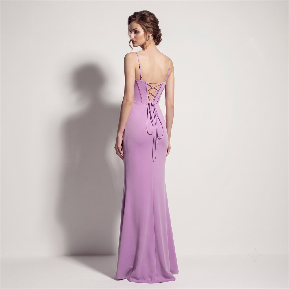 Set beads banquet evening dress high split ladies long dress