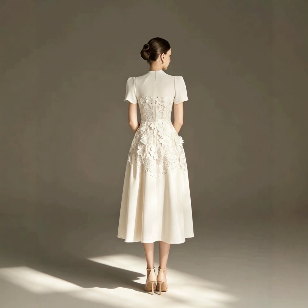 Temperament niche long dress A-line flowers dress