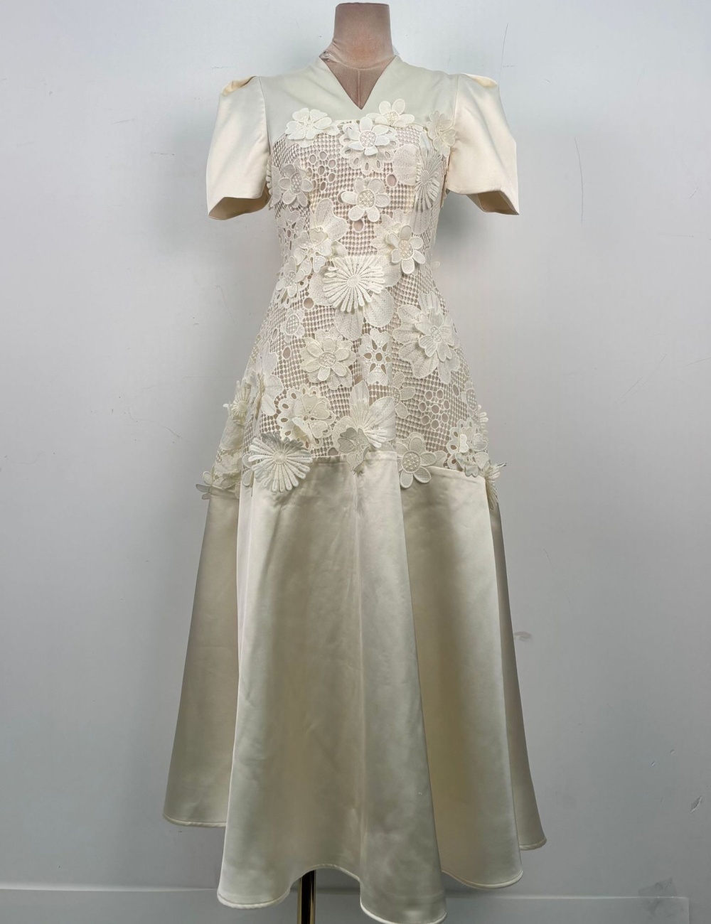 Temperament niche long dress A-line flowers dress