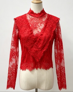 Slim sexy European style all-match pinched waist shirt