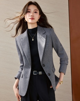 Retro commuting loose coat plaid all-match business suit