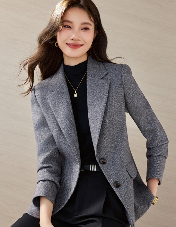 Retro commuting loose coat plaid all-match business suit