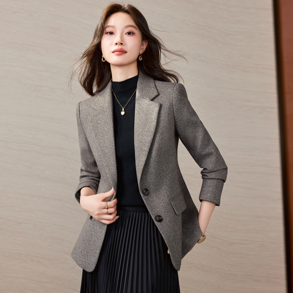 Retro commuting loose coat plaid all-match business suit