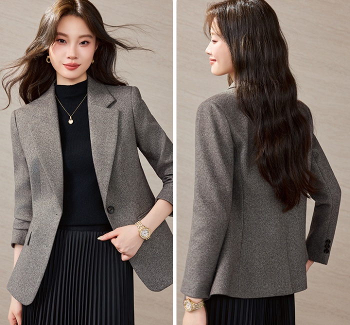 Retro commuting loose coat plaid all-match business suit