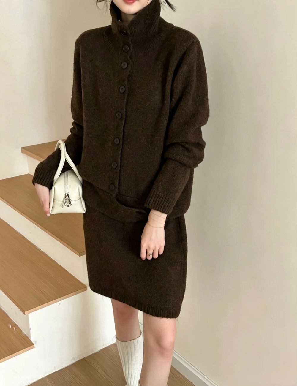 Korean style sweater buckle skirt a set for women