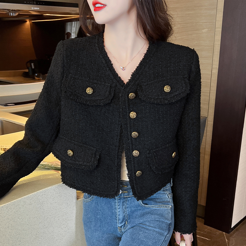 Black jacket spring and autumn coat for women