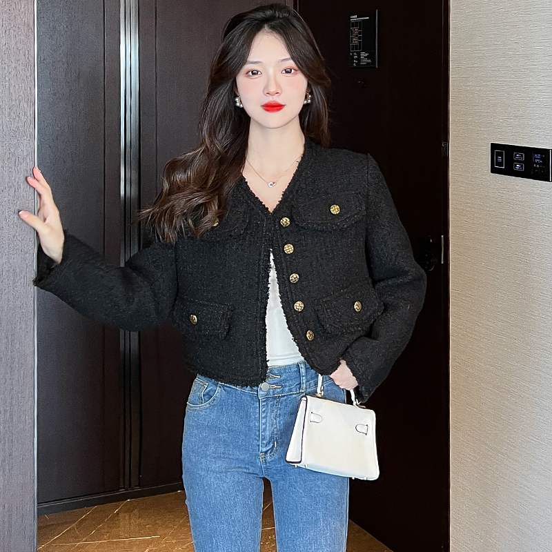 Black jacket spring and autumn coat for women