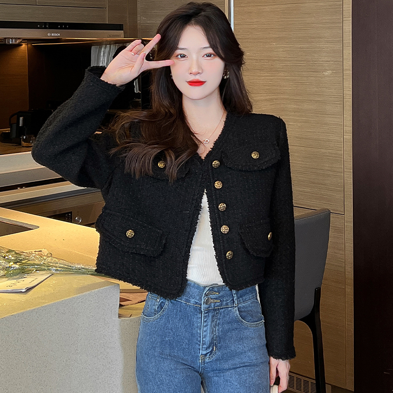 Black jacket spring and autumn coat for women