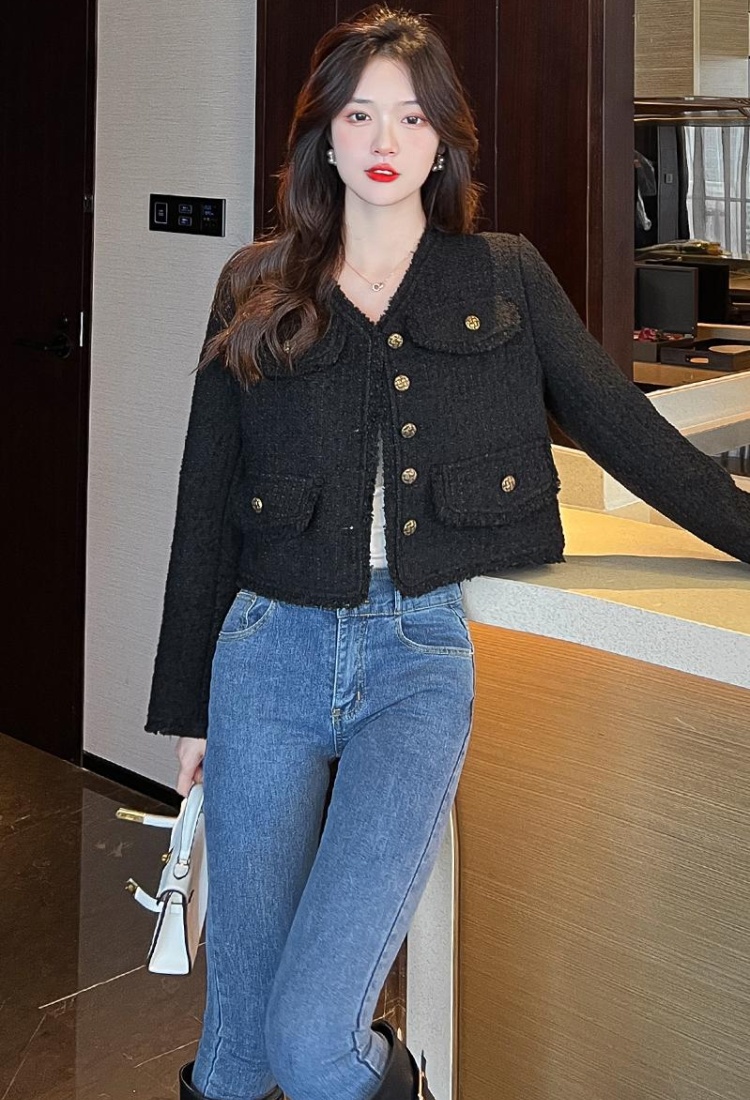 Black jacket spring and autumn coat for women