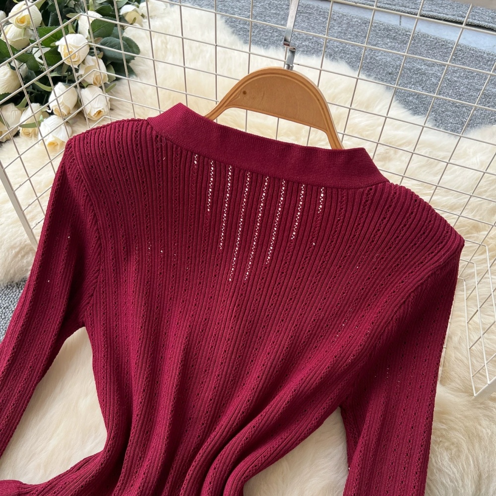 High waist big skirt sweater long sleeve skirt a set