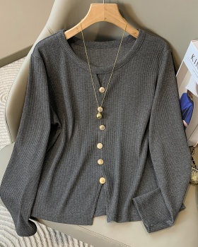 Single-breasted France style hollow tops for women