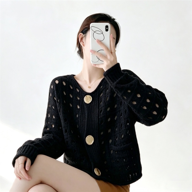 Small fellow short cardigan unique hollow jacket for women