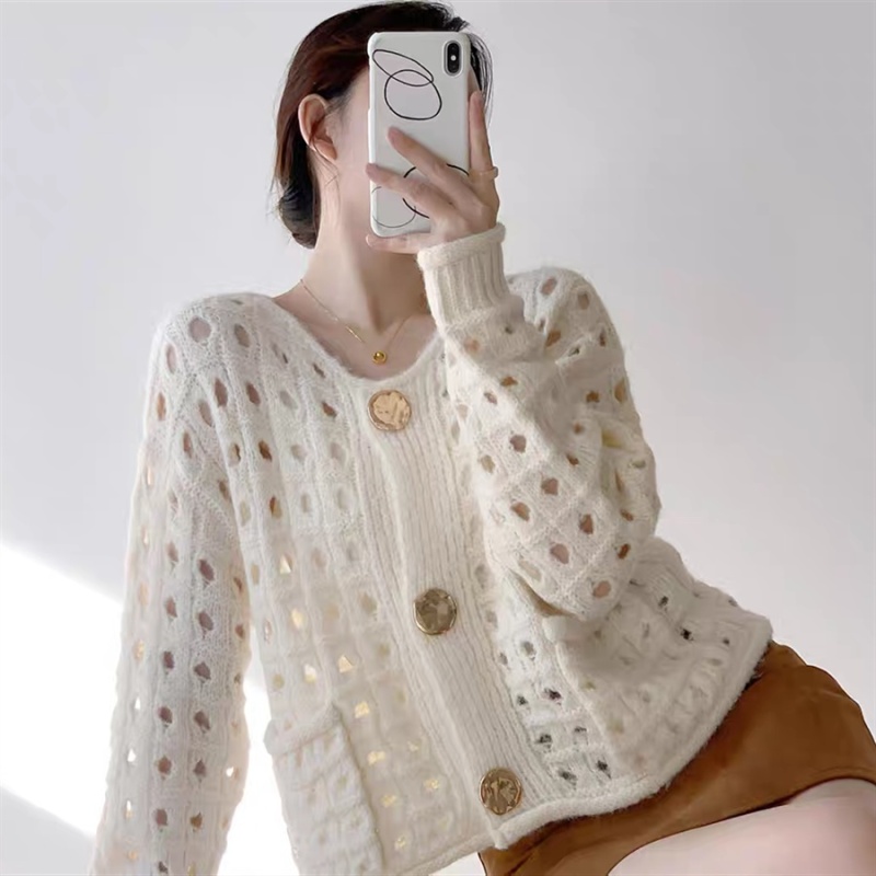 Small fellow short cardigan unique hollow jacket for women