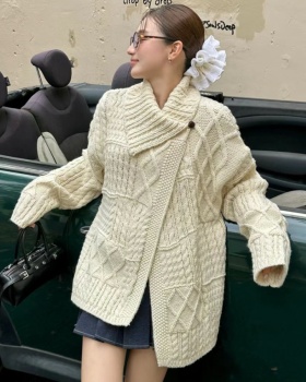 Twist loose tops knitted Korean style coat for women