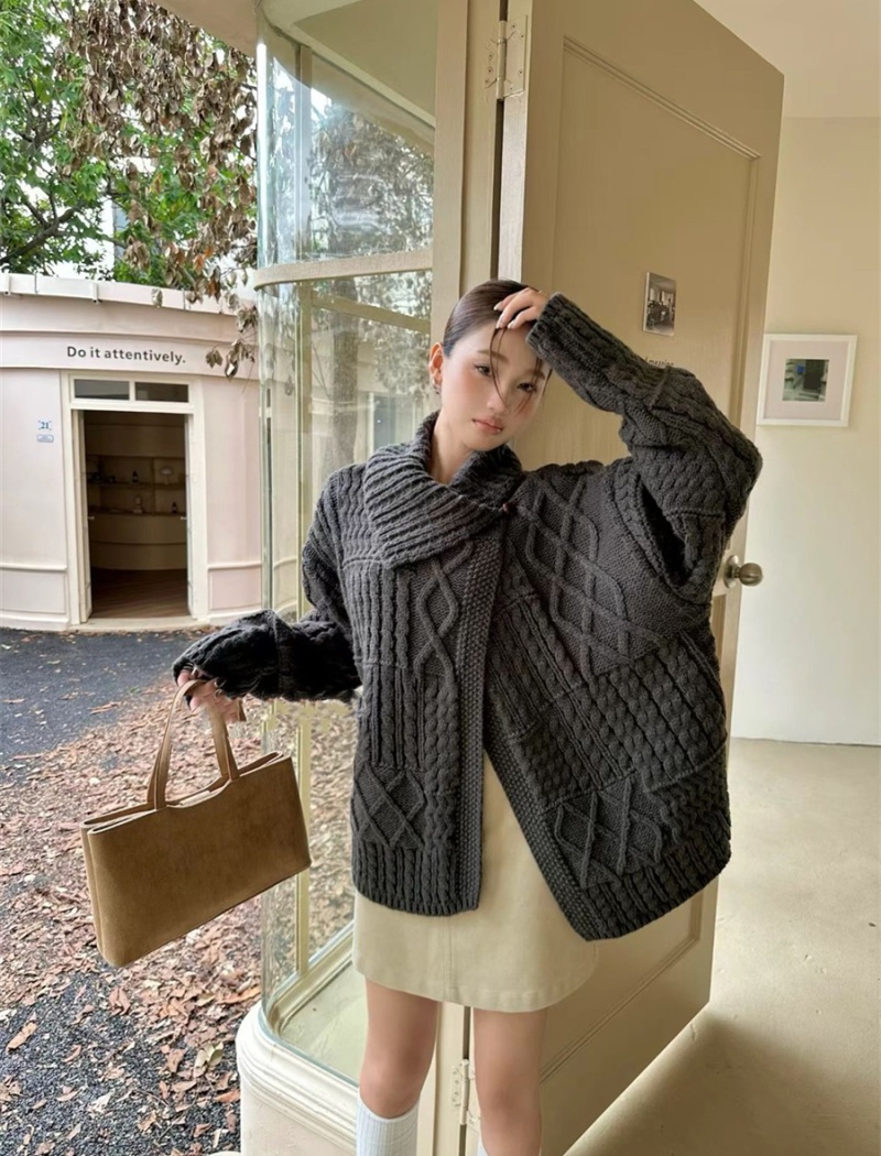 Twist loose tops knitted Korean style coat for women