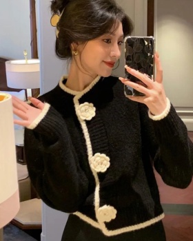 Mixed colors Korean style cardigan knitted coat for women