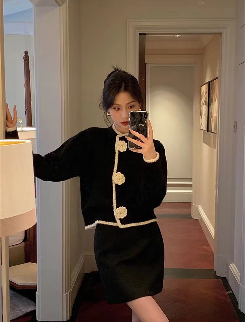 Mixed colors Korean style cardigan knitted coat for women