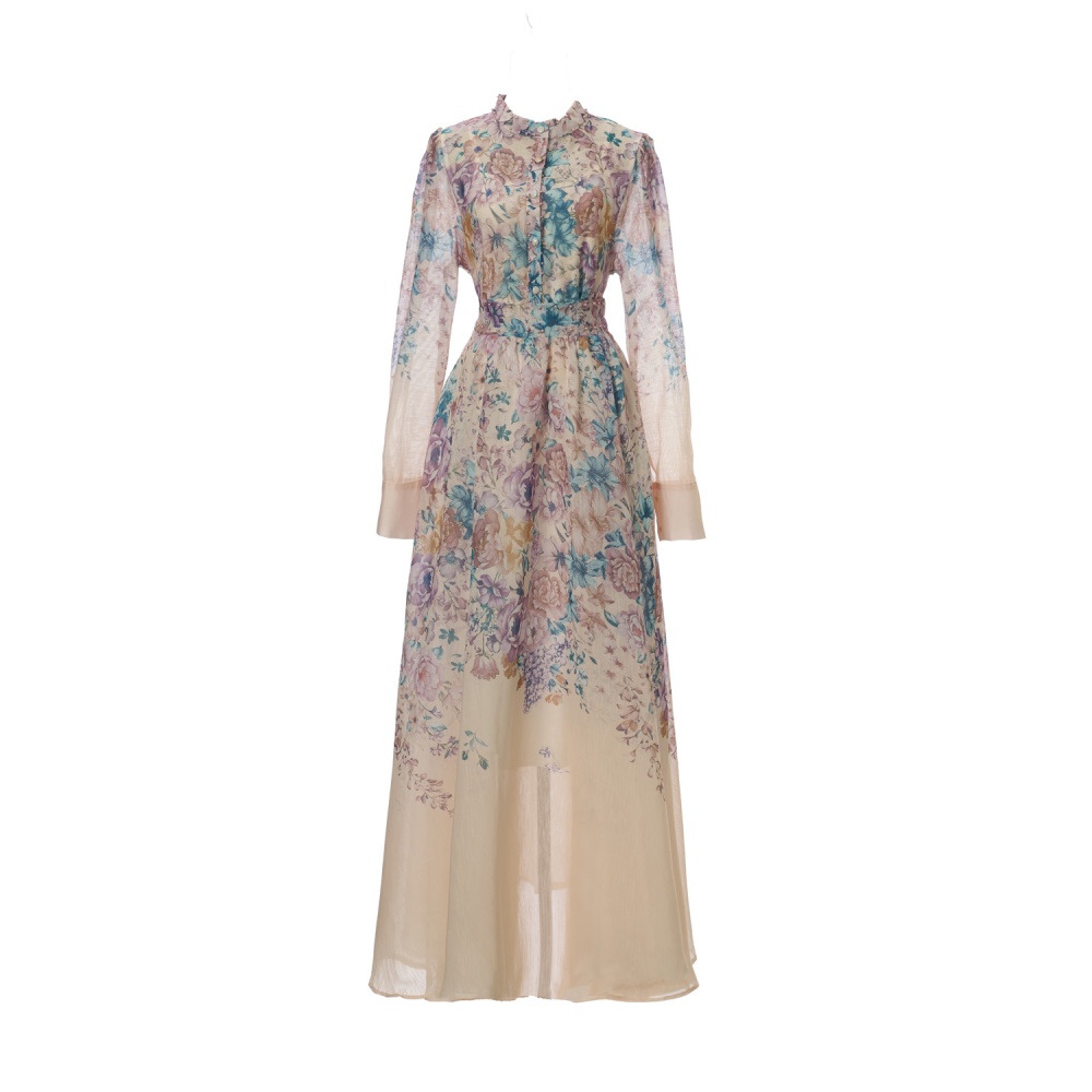 Printing long sleeve long skirt elegant skirt a set