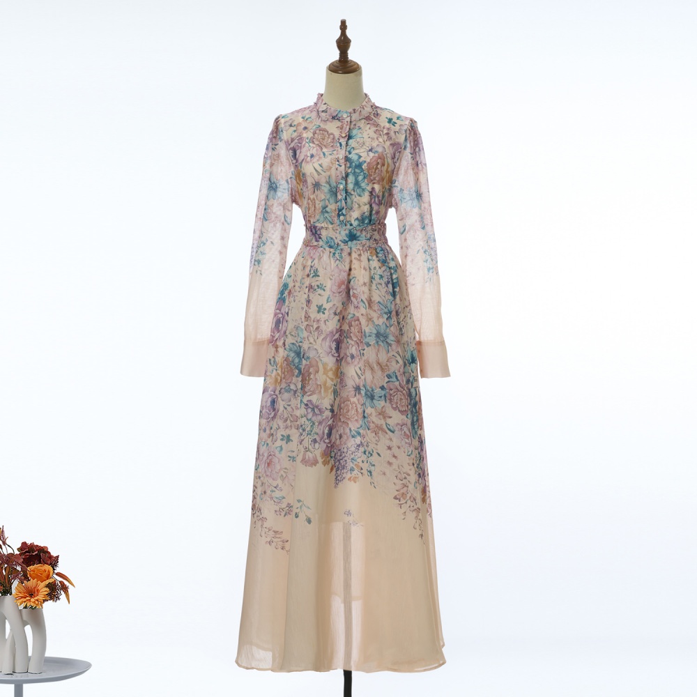 Printing long sleeve long skirt elegant skirt a set