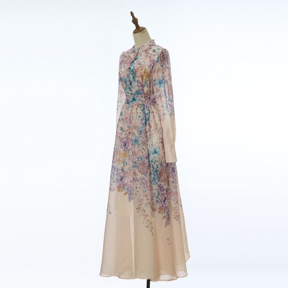 Printing long sleeve long skirt elegant skirt a set