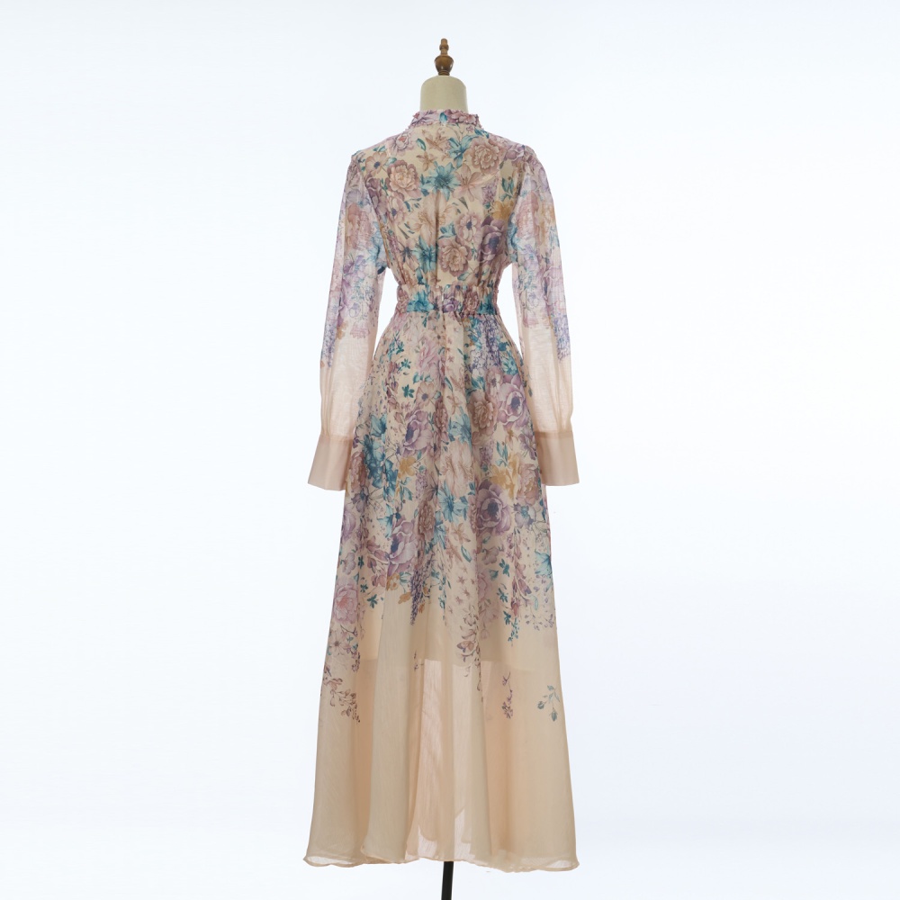 Printing long sleeve long skirt elegant skirt a set