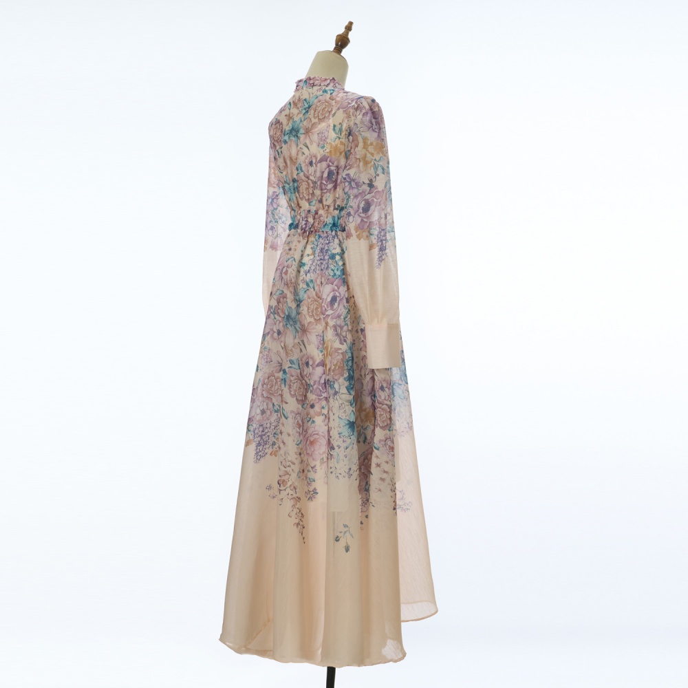 Printing long sleeve long skirt elegant skirt a set