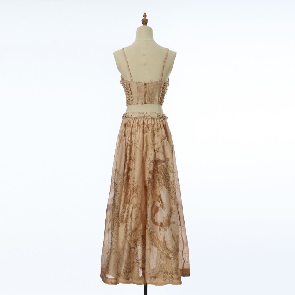 High waist vest sling short skirt a set