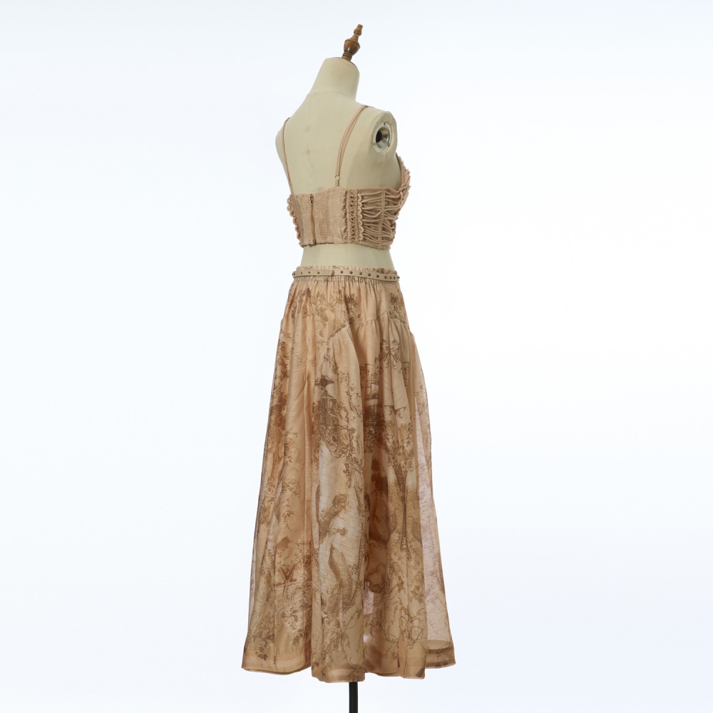 High waist vest sling short skirt a set