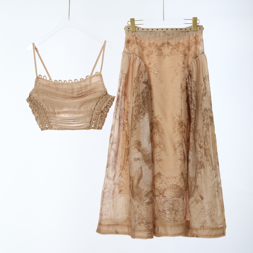 High waist vest sling short skirt a set