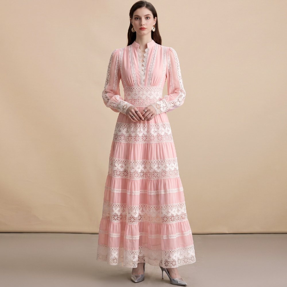 Retro pinched waist France style big skirt dress