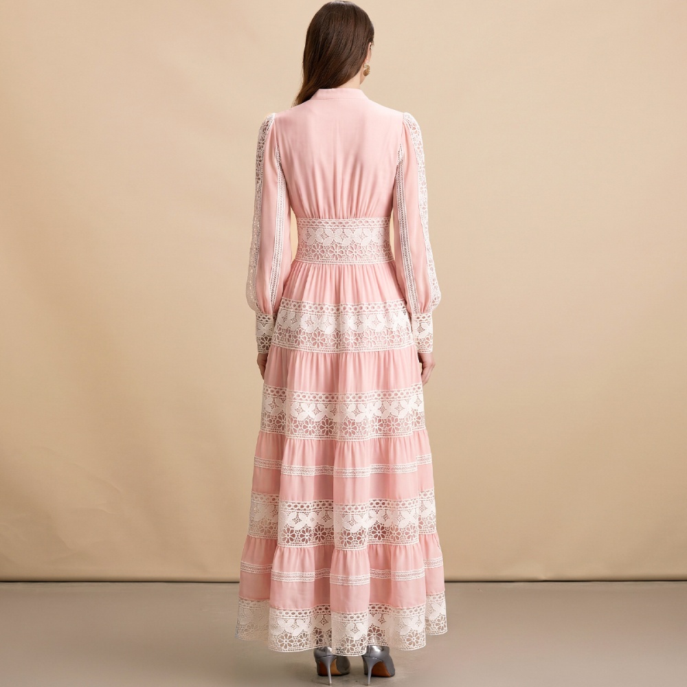 Retro pinched waist France style big skirt dress