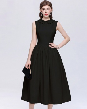 A-line Hepburn style sleeveless big skirt dress