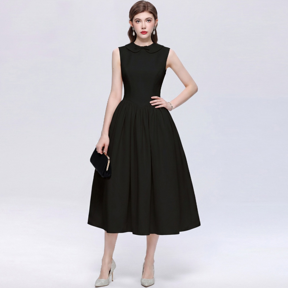 A-line Hepburn style sleeveless big skirt dress