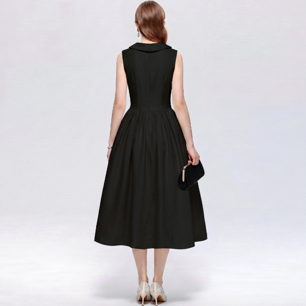 A-line Hepburn style sleeveless big skirt dress