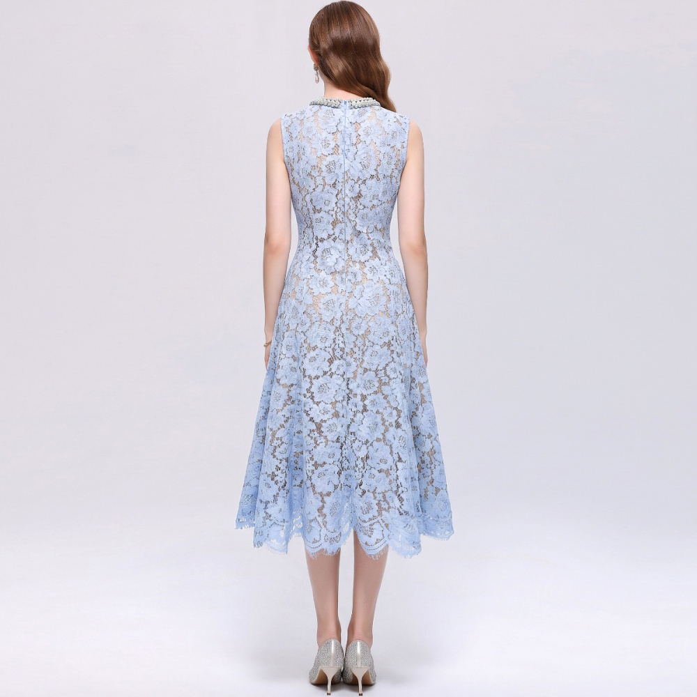 Flowers lace sleeveless elegant mermaid temperament dress