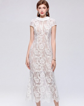 Short sleeve temperament formal dress long France style dress