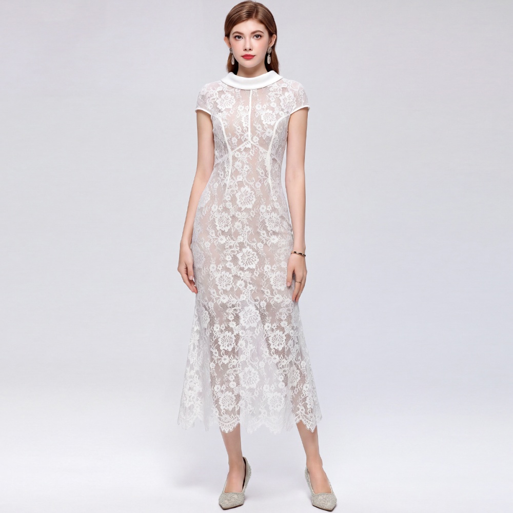 Short sleeve temperament formal dress long France style dress