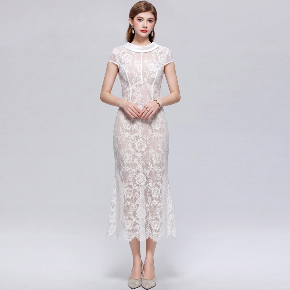 Short sleeve temperament formal dress long France style dress