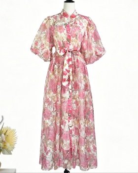Elegant long lace dress flowers tender romantic lady dress