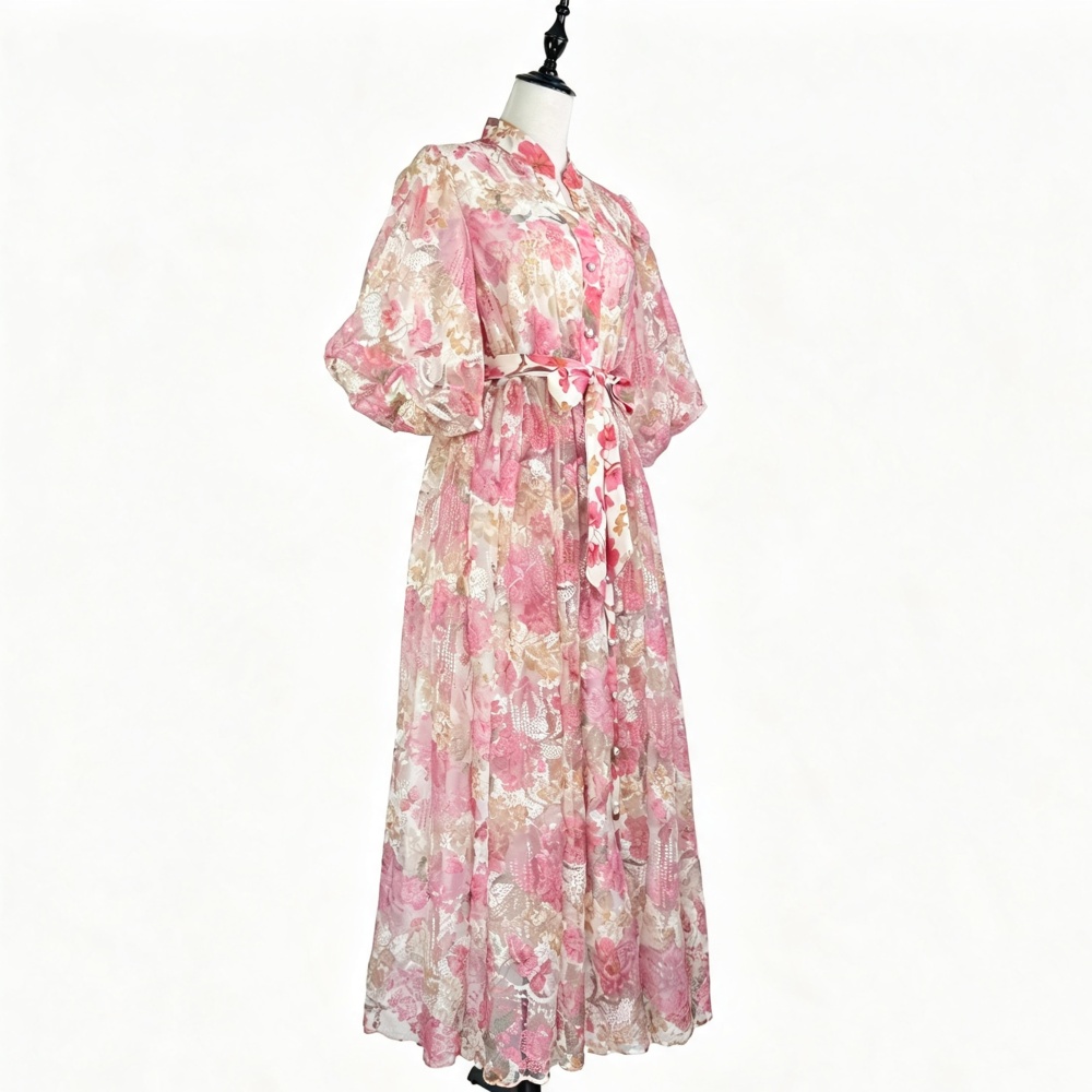 Elegant long lace dress flowers tender romantic lady dress