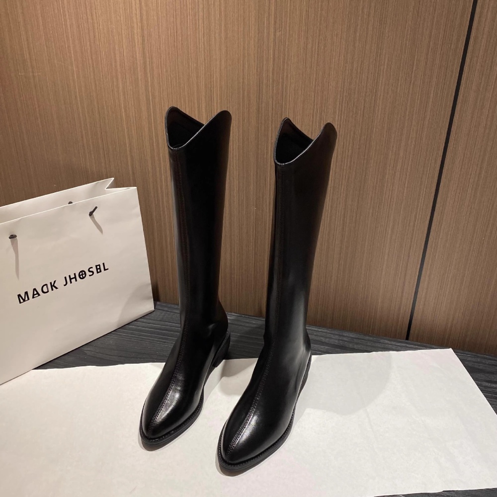 Women knee length boots with fleece