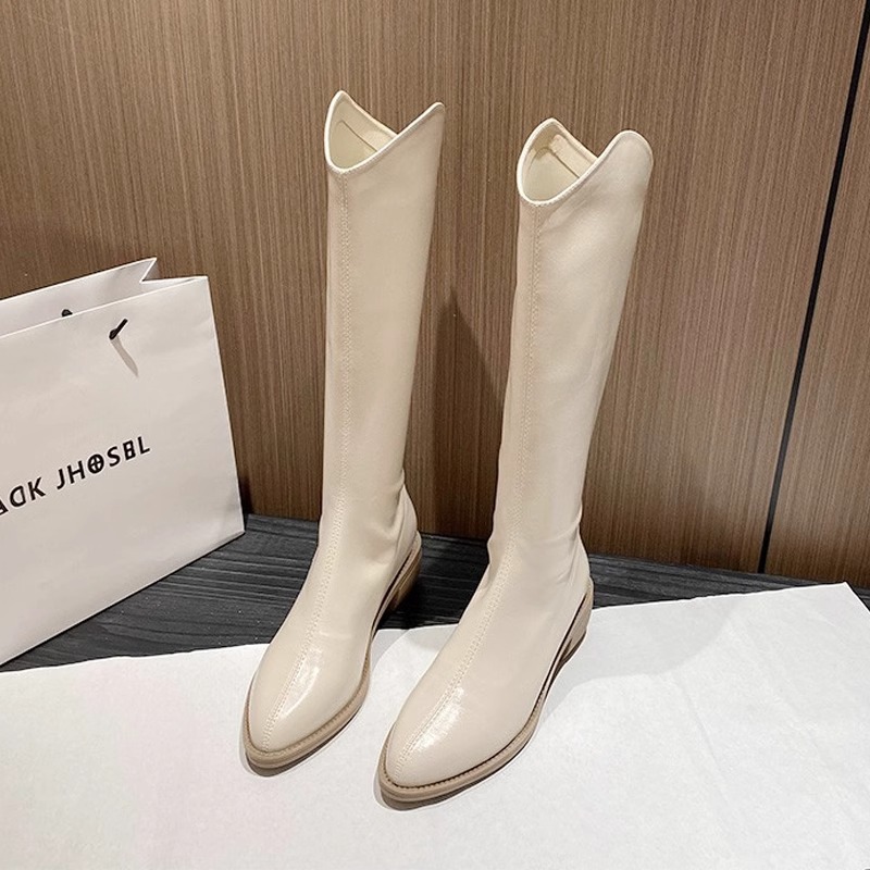 Women knee length boots with fleece